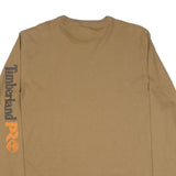 TIMBERLAND PRO Mens Beige Long Sleeve Crew Neck Cotton Blend 2XL Logo Sleeve
