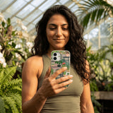 London Fog Botanical Oasis iPhone 15 Pro Case - Lifestyle photo showing phone case in use