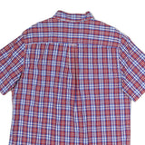 CHAPS Mens Red & Blue Check Shirt L Button-Down Cotton Blend Casual Short Sleeve