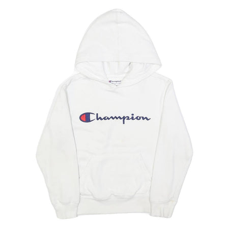 CHAMPION Womens White Hoodie S Classic Logo Pullover Hooded Sweatshirt