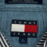 Tommy Jeans Striped Shirt - Large Black & White Cotton