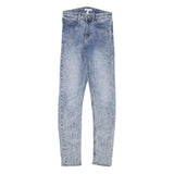 H&M Womens Slim Blue Denim Jeans Cotton Blend Zip W24 L29 Light Wash Skinny Fit