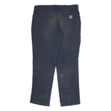 CARHARTT Mens Cotton Blend Navy Relaxed Straight Leg Trousers W36 L32 Workwear