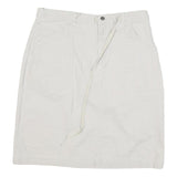 CHEROKEE Womens White Cotton Blend Straight Knee Length Woven Skirt UK 12 Casual