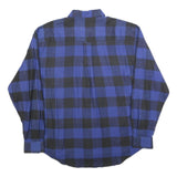 Mens Blue & Black Check Shirt L Long Sleeve Cotton Blend Casual