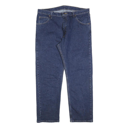 WRANGLER Mens Relaxed Blue Denim Dark Zip Jeans W38 L29 Casual Classic Fit