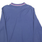 LOTTO Mens Blue Long Sleeve Plain L Polo Shirt Cotton Blend
