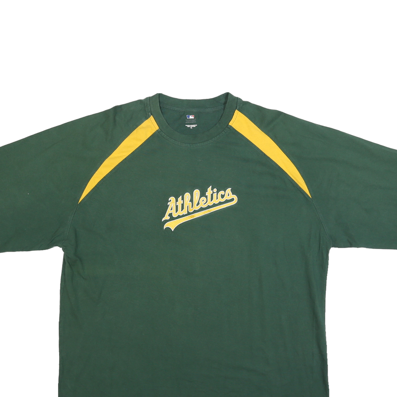 MLB Mens Green & Yellow Athletics Graphic T-Shirt XL Short Sleeve Crew Neck