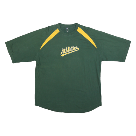 MLB Mens Green & Yellow Athletics Graphic T-Shirt XL Short Sleeve Crew Neck
