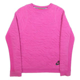 NIKE Girls Pink Crew Neck XL Sweatshirt Polyester Blend Quilted Panel Design