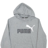 PUMA Mens Grey Pullover Hoodie S Cotton Blend Drawstring Hood Logo Sweatshirt