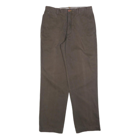 TIMBERLAND Mens Regular Brown Cotton Blend Trousers W34 L34 Zip Pockets