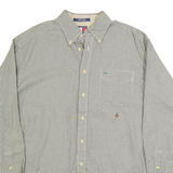 TOMMY HILFIGER Mens Green & White Check Shirt L Button Down Casual Cotton