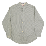TOMMY HILFIGER Mens Green & White Check Shirt L Button Down Casual Cotton