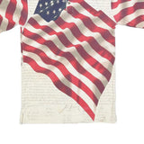 COTTON TRADERS Mens Cream & Red American Flag Print Short Sleeve S Polo Shirt