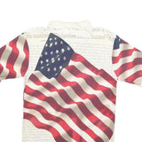COTTON TRADERS Mens Cream & Red American Flag Print Short Sleeve S Polo Shirt