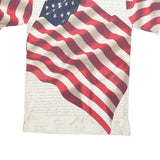 COTTON TRADERS Mens Cream & Red American Flag Print Short Sleeve S Polo Shirt