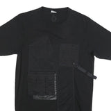 MARCELO BURLON Womens Black Day Cotton Blend Plain Short Sleeve Knee Length L
