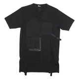 MARCELO BURLON Womens Black Day Cotton Blend Plain Short Sleeve Knee Length L