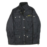 BARBOUR Womens Black Quilted Jacket UK 10 Polyester Blend Zip Belted