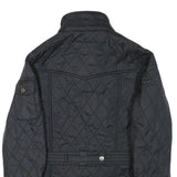 BARBOUR Womens Black Quilted Jacket UK 10 Polyester Blend Zip Belted