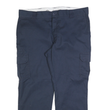 DICKIES Mens Regular Navy Blue Cotton Blend Straight Leg Trousers W40 L30