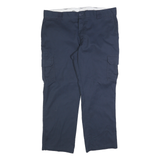 DICKIES Mens Regular Navy Blue Cotton Blend Straight Leg Trousers W40 L30