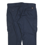 DICKIES Mens Regular Navy Blue Cotton Blend Straight Leg Trousers W40 L30