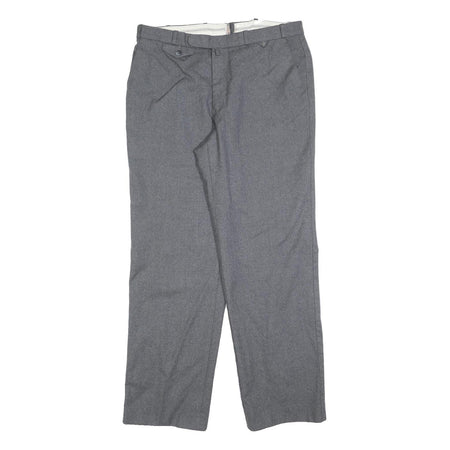 FREY Mens Wool Grey Regular Fit Straight Leg Trousers W34 L32 Classic Formal