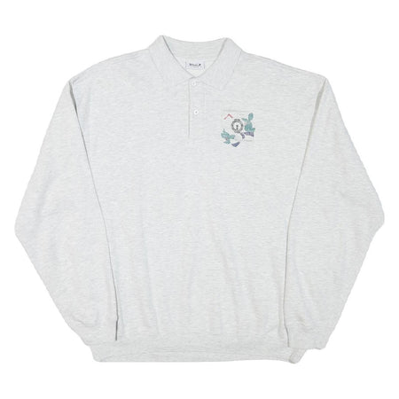 WHALE Mens Grey Polo Collar XL Sweatshirt Cotton Blend Casual Pullover