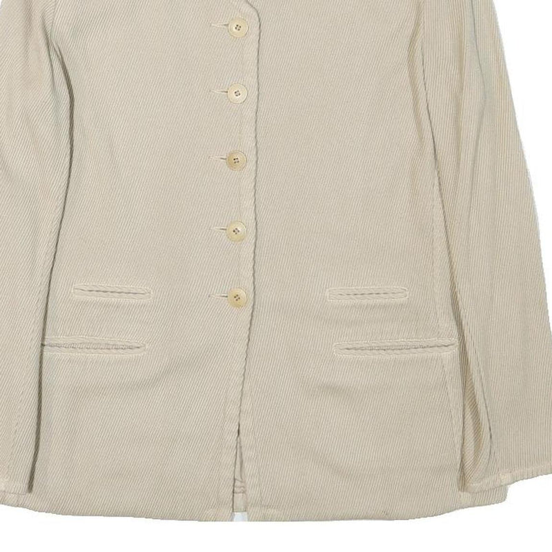 SUGAR Womens Cream Cotton Blend Button Jacket M Plain Classic Stylish