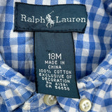 Age 18 Months Ralph Lauren Checked Shirt - 2XS Blue Cotton