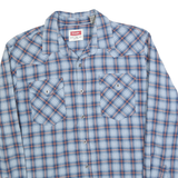 WRANGLER Mens Blue & Brown Check Shirt L Long Sleeve Button Casual Cotton Blend