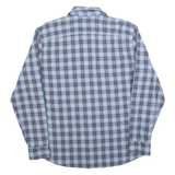 WRANGLER Mens Blue & Brown Check Shirt L Long Sleeve Button Casual Cotton Blend