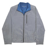 MICHAEL KORS Mens Grey Blue Zip Jacket S Polyester Plain Lightweight Windbreaker
