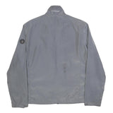 MICHAEL KORS Mens Grey Blue Zip Jacket S Polyester Plain Lightweight Windbreaker