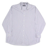 TOMMY HILFIGER Mens White & Purple Regular Fit Checked Shirt XL Classic Button