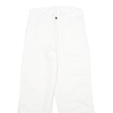 DICKIES Mens Cotton White Relaxed Straight Trousers W30 L30 Workwear Zip Closure