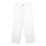 DICKIES Mens Cotton White Relaxed Straight Trousers W30 L30 Workwear Zip Closure