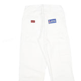 DICKIES Mens Cotton White Relaxed Straight Trousers W30 L30 Workwear Zip Closure