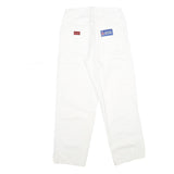 DICKIES Mens Cotton White Relaxed Straight Trousers W30 L30 Workwear Zip Closure