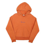 CHAMPION Mens Orange Hoodie S Cotton Blend Pullover Classic Logo Sweatshirt