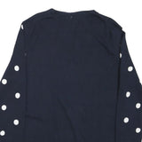 TOMMY HILFIGER Womens Navy & White Polka Dot Patterned V-Neck Cotton Blend