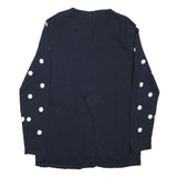 TOMMY HILFIGER Womens Navy & White Polka Dot Patterned V-Neck Cotton Blend