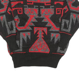 CONSPIRACY Womens Black & Red Patterned Jumper Crew Neck Basic Knit S Stylish