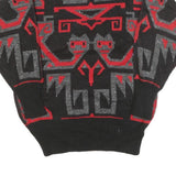 CONSPIRACY Womens Black & Red Patterned Jumper Crew Neck Basic Knit S Stylish