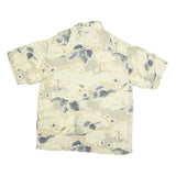 ORIGINAL ISLAND SPORT Mens Beige & Grey Hawaiian Shirt M Beach Casual Relaxed