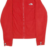 THE NORTH FACE Womens Red Jacket S Polyester Plain Zip Outdoor Casual Fleece