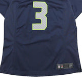 NFL Mens Navy Seattle Seahawks Football Shirt L Short Sleeve V-Neck Wilson