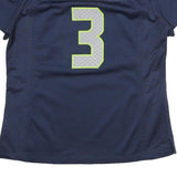 NFL Mens Navy Seattle Seahawks Football Shirt L Short Sleeve V-Neck Wilson